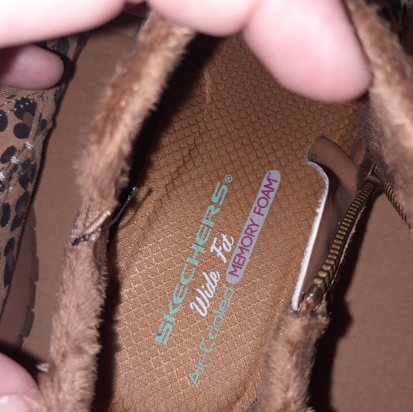 Sketchers Memory Foam Booties Cheetah Print Brown Tan Black Size 8 Women's W - Picture 4 of 6